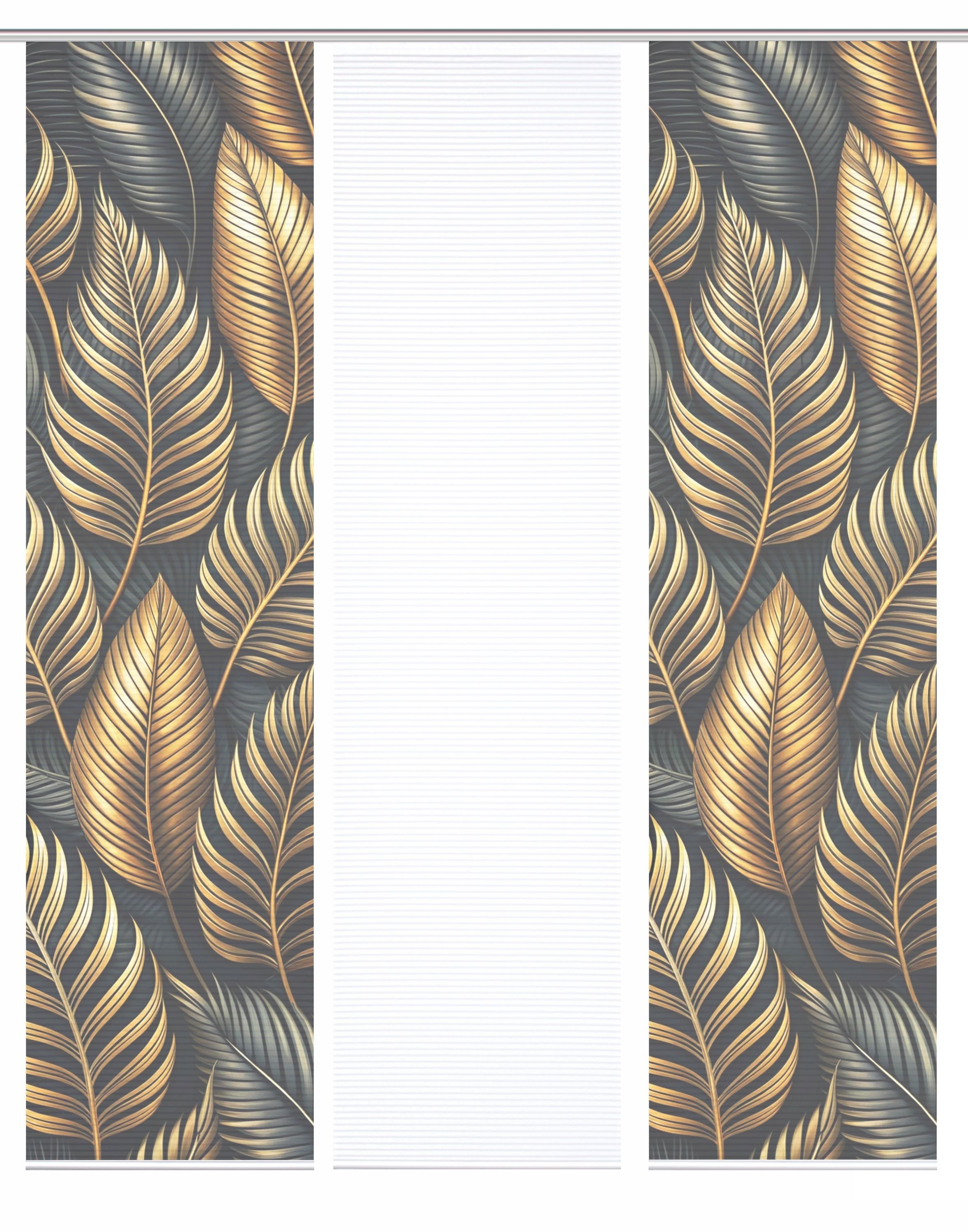 HOME WOHNIDEEN Schiebegardine HIG Schiebegardine ZEDRIC, recycelt, Palmenmotiv Bambusoptik 245x60 (3 St), halbtransparent, Polyester (recycelt) Polyester