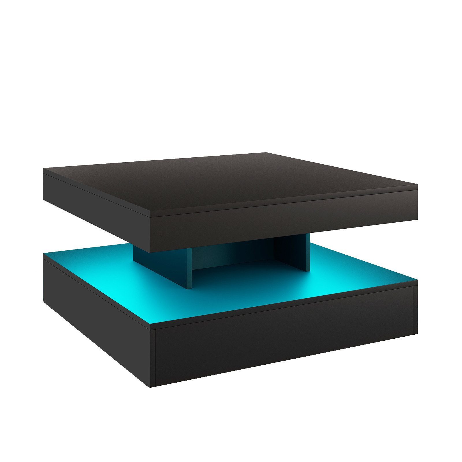 radelldar Couchtisch Quadratisch LED-Beleuchtung 2-in-1 (1-St), Moderner Wohnzimmertisch 78x78 cm mit Fernbedienung