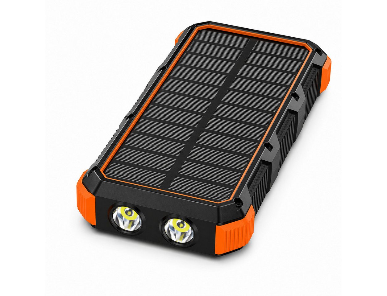 Tekoo Solar, 4 integrierte Ladekabel & LED-Licht Powerbank 20000 mAh (5 V), Induktives Laden, SOS-Funktion, spritzwassergeschützt
