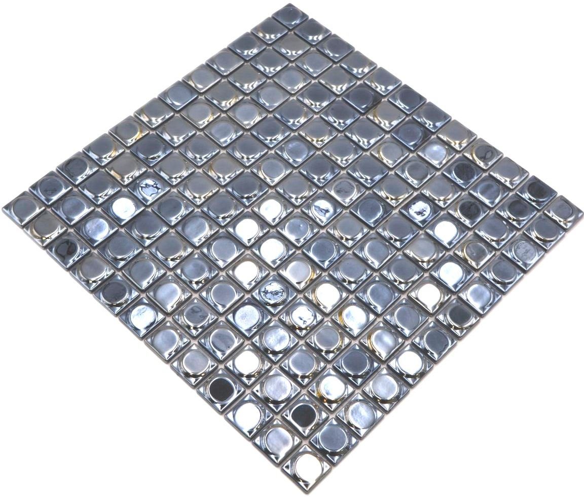 Nachhaltiger Mosaikfliesen Fliese schwarz Recycling Mosani Wandbelag anthrazit Glasmosaik