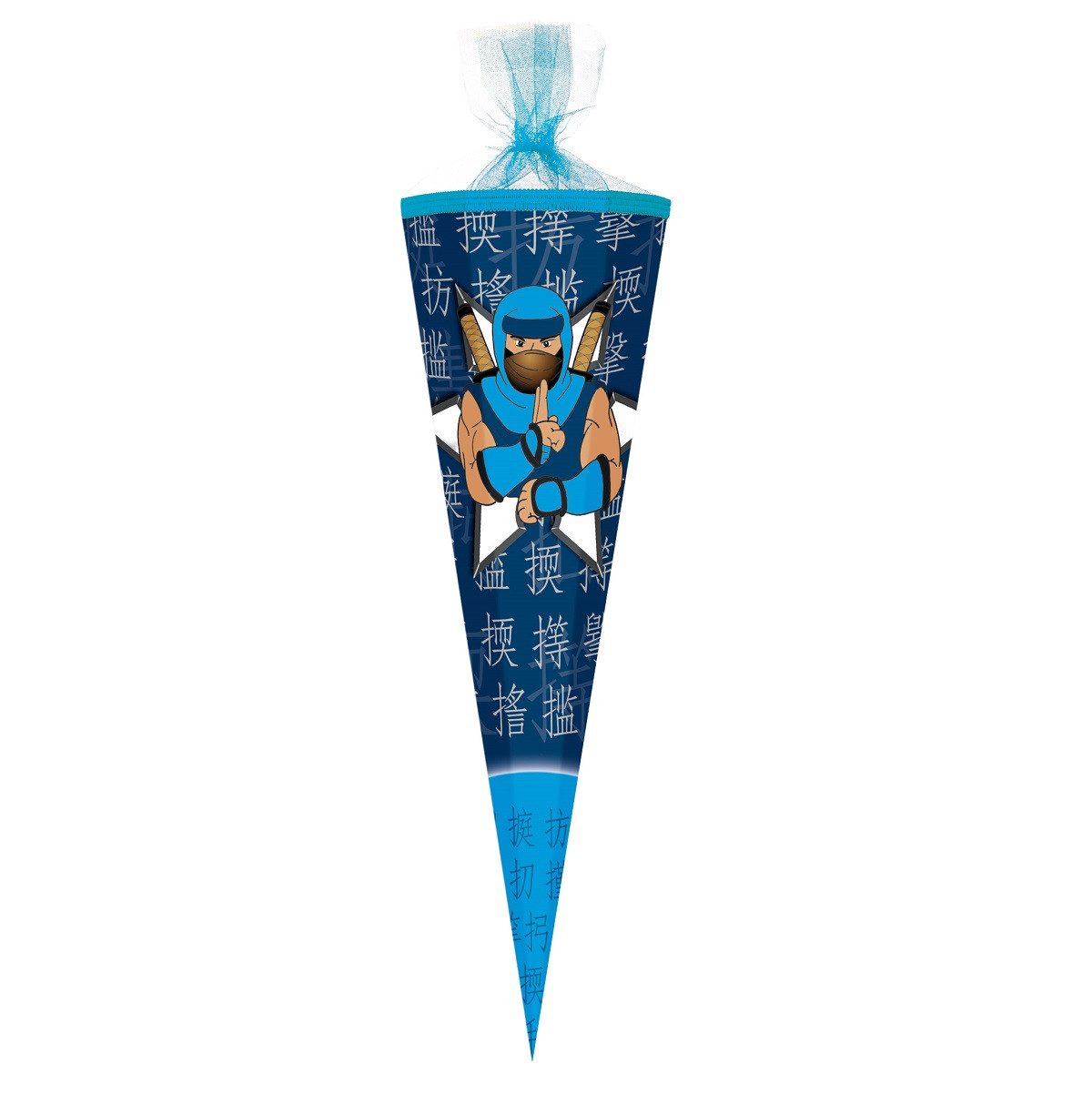 Nestler Schultüte NINJA BLAU, Zuckertüte 85cm (zum Schulanfang / Einschulung)