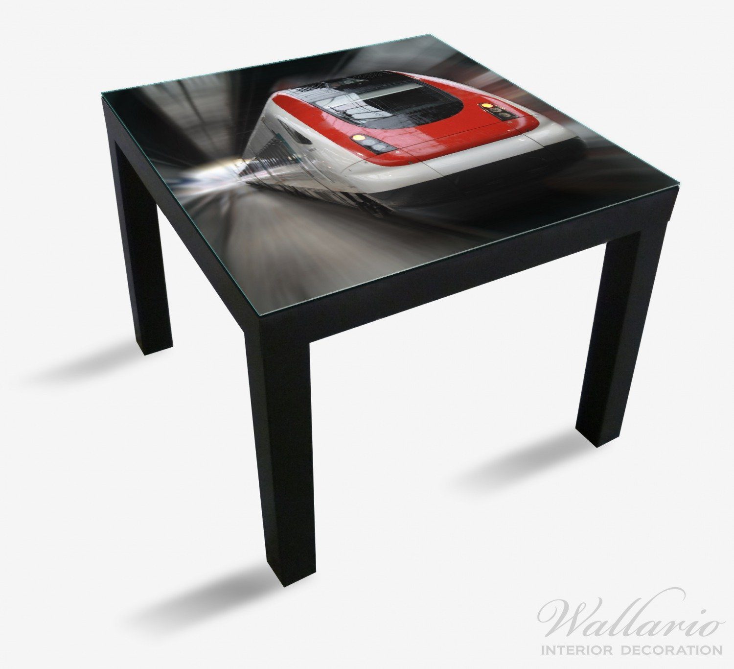 Wallario St), Ikea Perspektive geeignet in von (1 Tisch Tischplatte vorn Zug vorn Lack rot- für Fahrender von