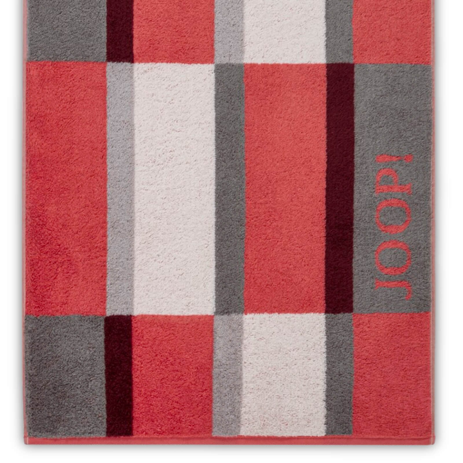 JOOP! Handtuch Handtuch Shades Checked Coral 1688 22, Walkfrottier (1-St), Wendeoptik, Logo, Flauschig