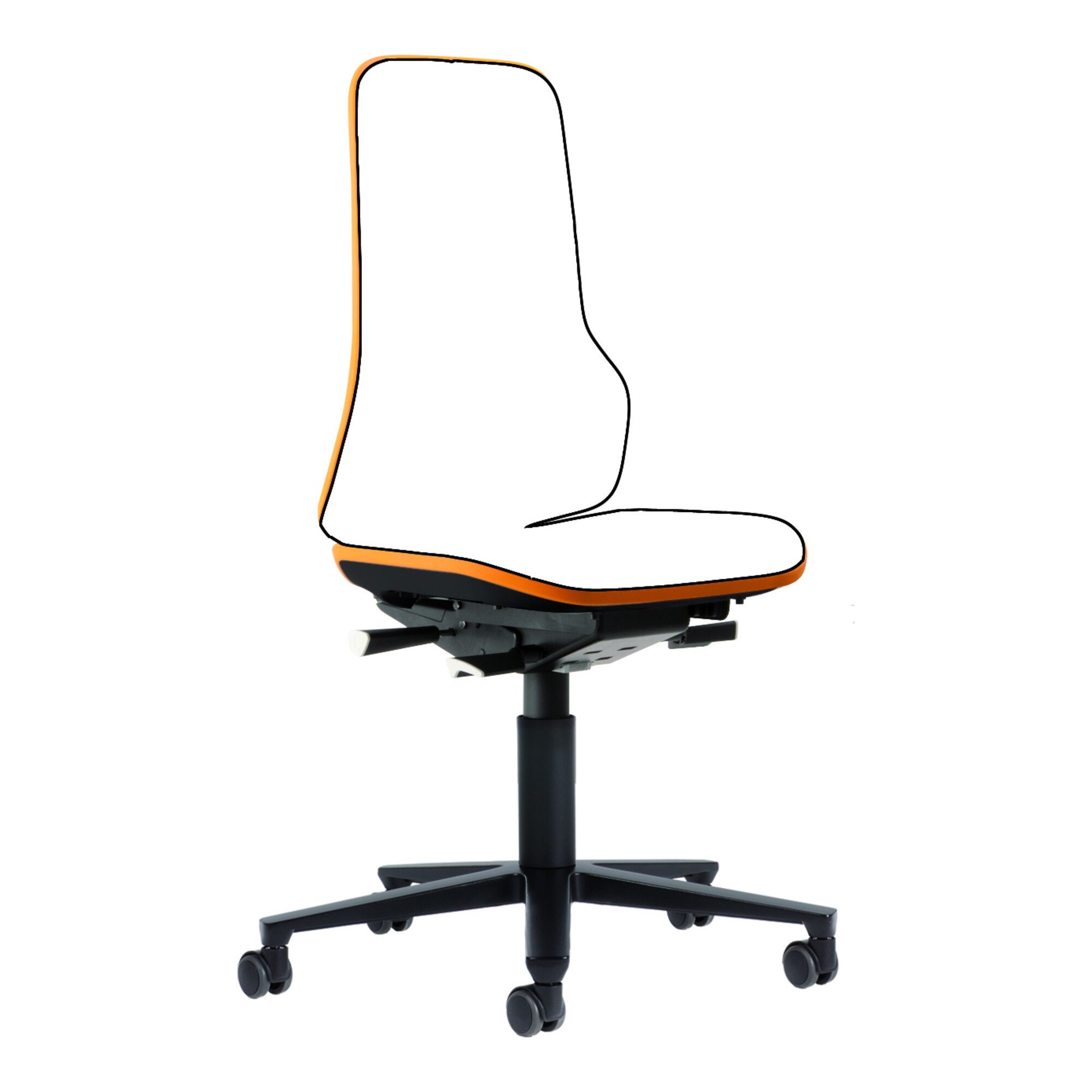 bimos Drehstuhl bimos Arbeitsstuhl Neon Basisstuhl mit Rollen Flexband orange Sitzhöhe