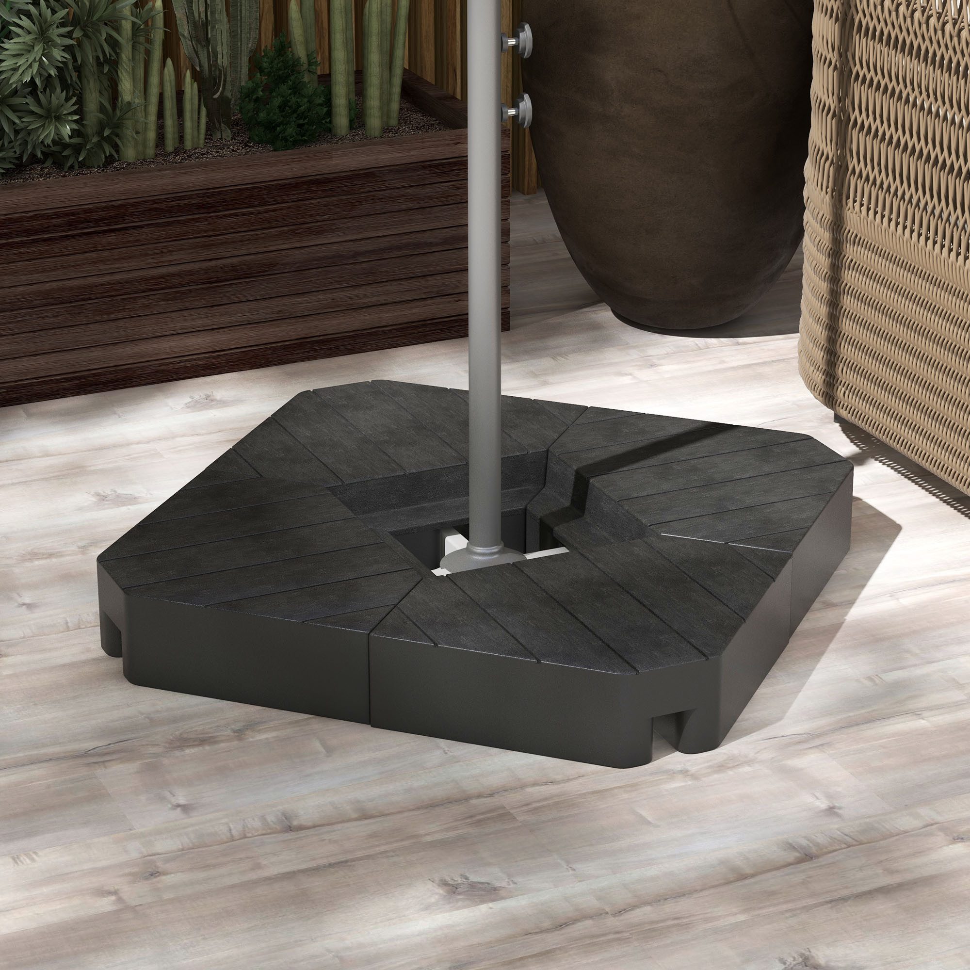 Outsunny Schirmhalter 4-teilig, mit Holzoptik, für günstig online kaufen
