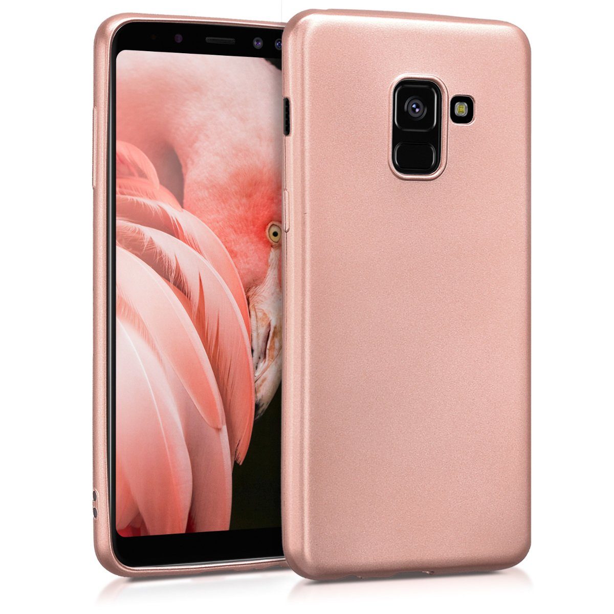 kwmobile Handyhülle Handyhülle für Samsung Galaxy A8 (2018) Hülle, Silikon Case metallisch schimmernd - Schutzhülle Cover