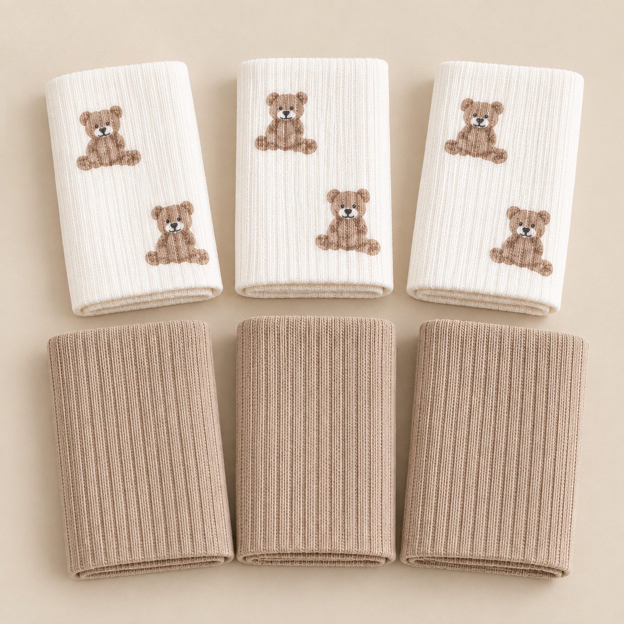 bistyle Spucktuch BabySpucktücher 6er Set, 20x20 cm, Bio-Baumwolle, kleinen Motiven, (6er Pack, 6-tlg), Basic