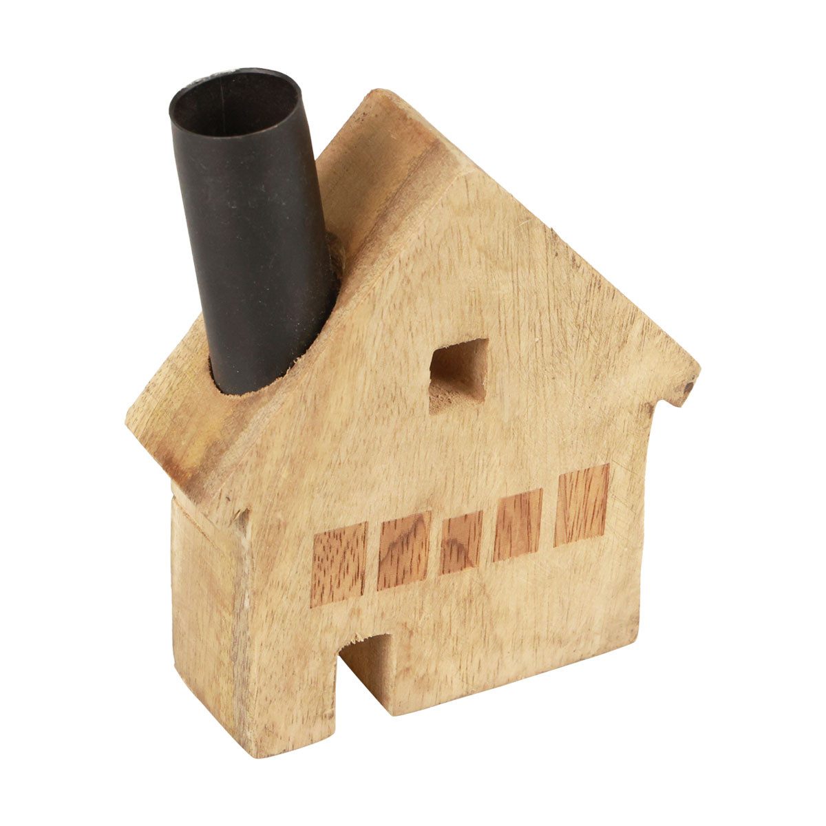 Florists Products Kerzenhalter Rustikales Holzhaus aus Mangoholz mit Kerzenhalter und