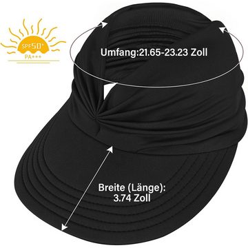 GOOLOO Sonnenhut Neuer Sommer Strand Sonnenhut (schwarz) (UV-Schutz Sonnenblende atmungsaktivem, 1-St., 1-st) Wide Brim Sommer Hüte mit Pferdeschwanz