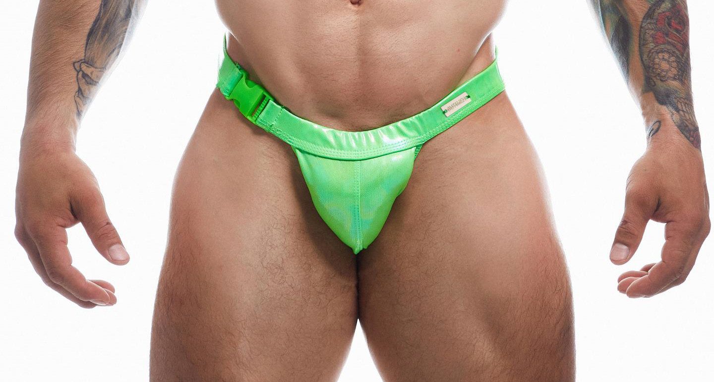 Boxershorts Knapper grüner Herren Wetlook Clip Brief Männer Slip bunt schimmernd