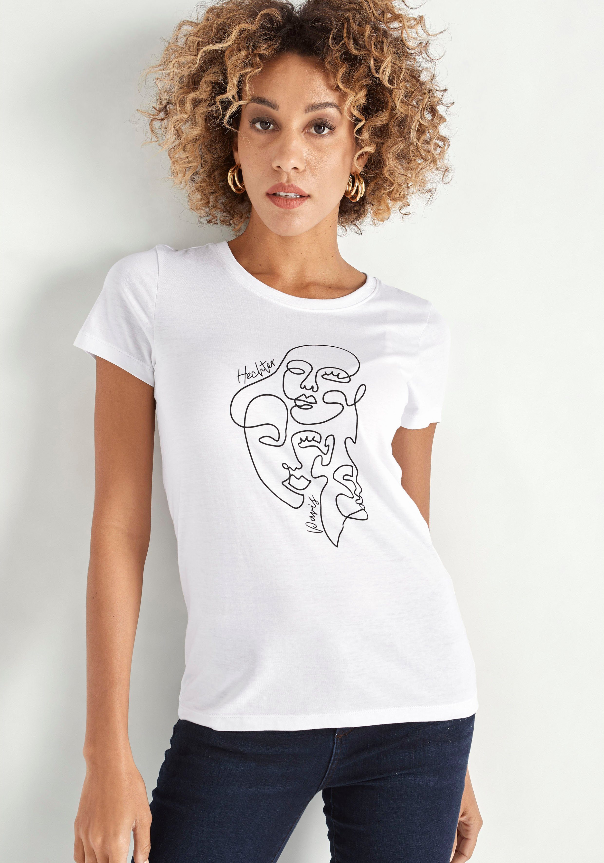 Angebotieren HECHTER PARIS T-Shirt mit Druck schwarz weiß