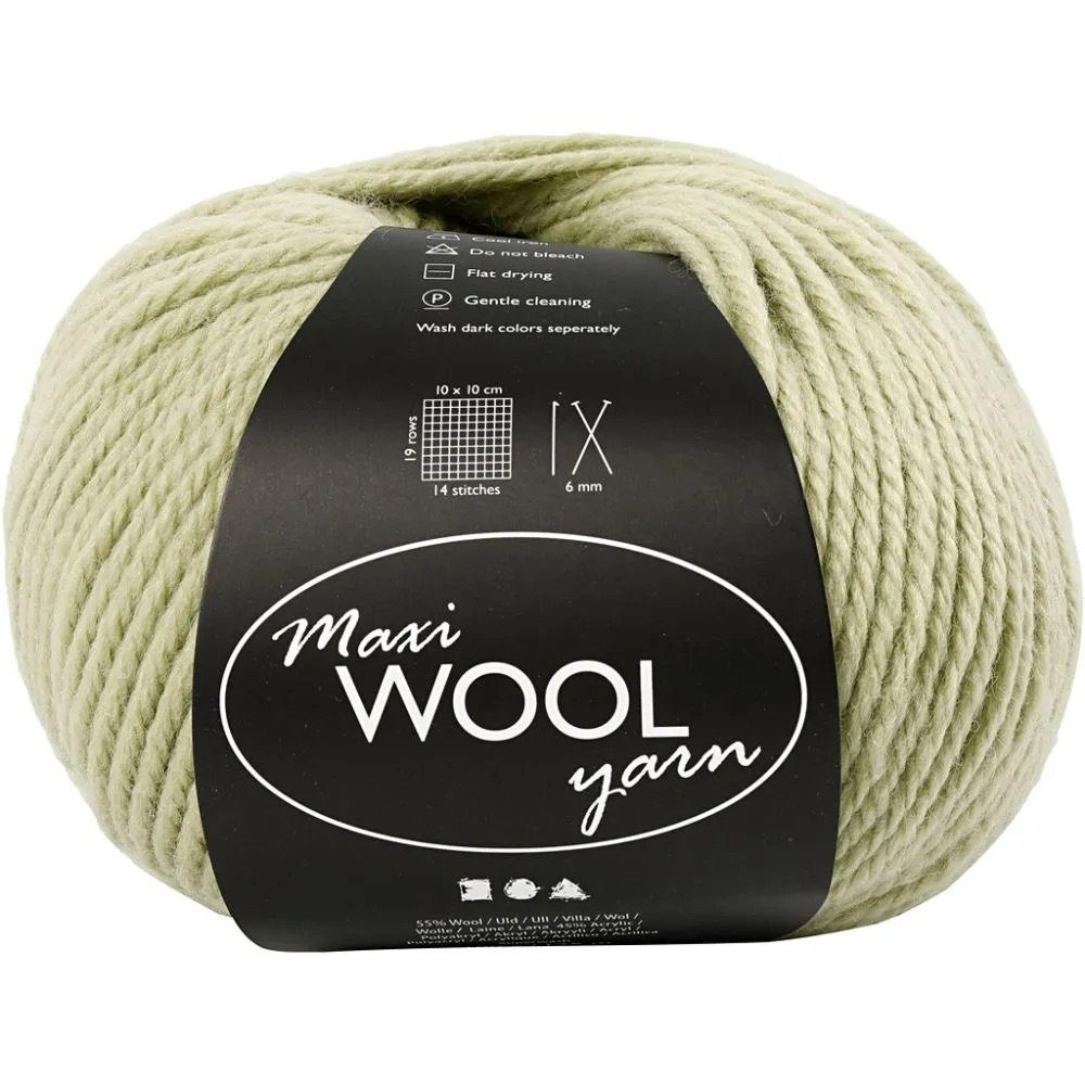 Creotime Dekofigur Wolle Maxi WOOL yarn, L: 125 m, 100 g/ 1 Knäuel Hellgrün