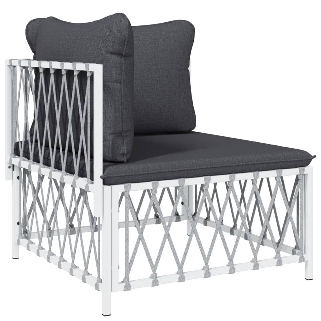 vidaXL Gartenlounge-Eckteil, Garten-Ecksofa mit Kissen Weiß Gewebe
