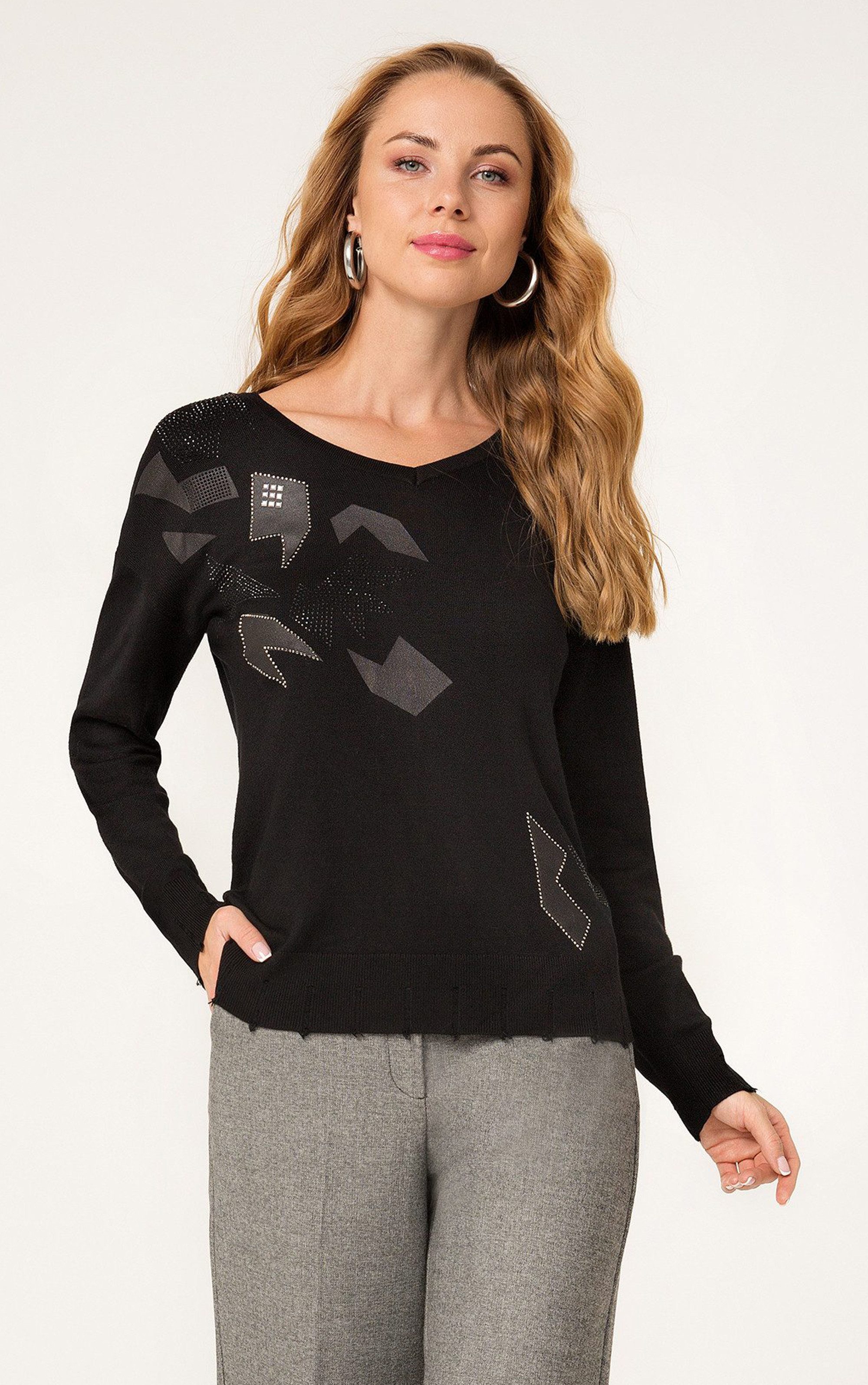 Passioni Strickpullover mit Strassstein-Motiv günstig online kaufen