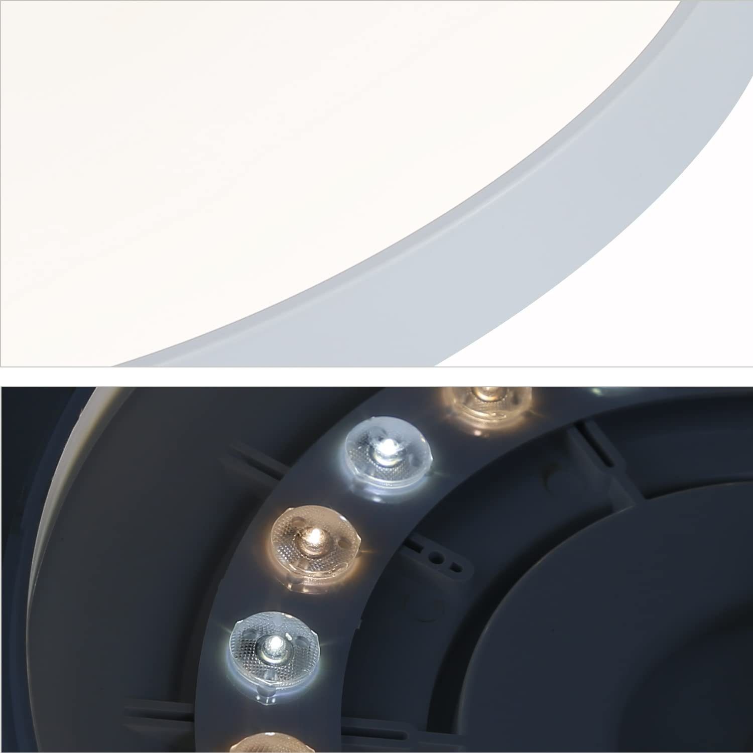 Weiß Warmweiß, dimmbar), Warmweiß IP44 Küchenlampe, fest integriert, Deckenleuchte Warmweiß Badlampe Flach (nicht ZMH weiß LED Wasserdicht Rund LED