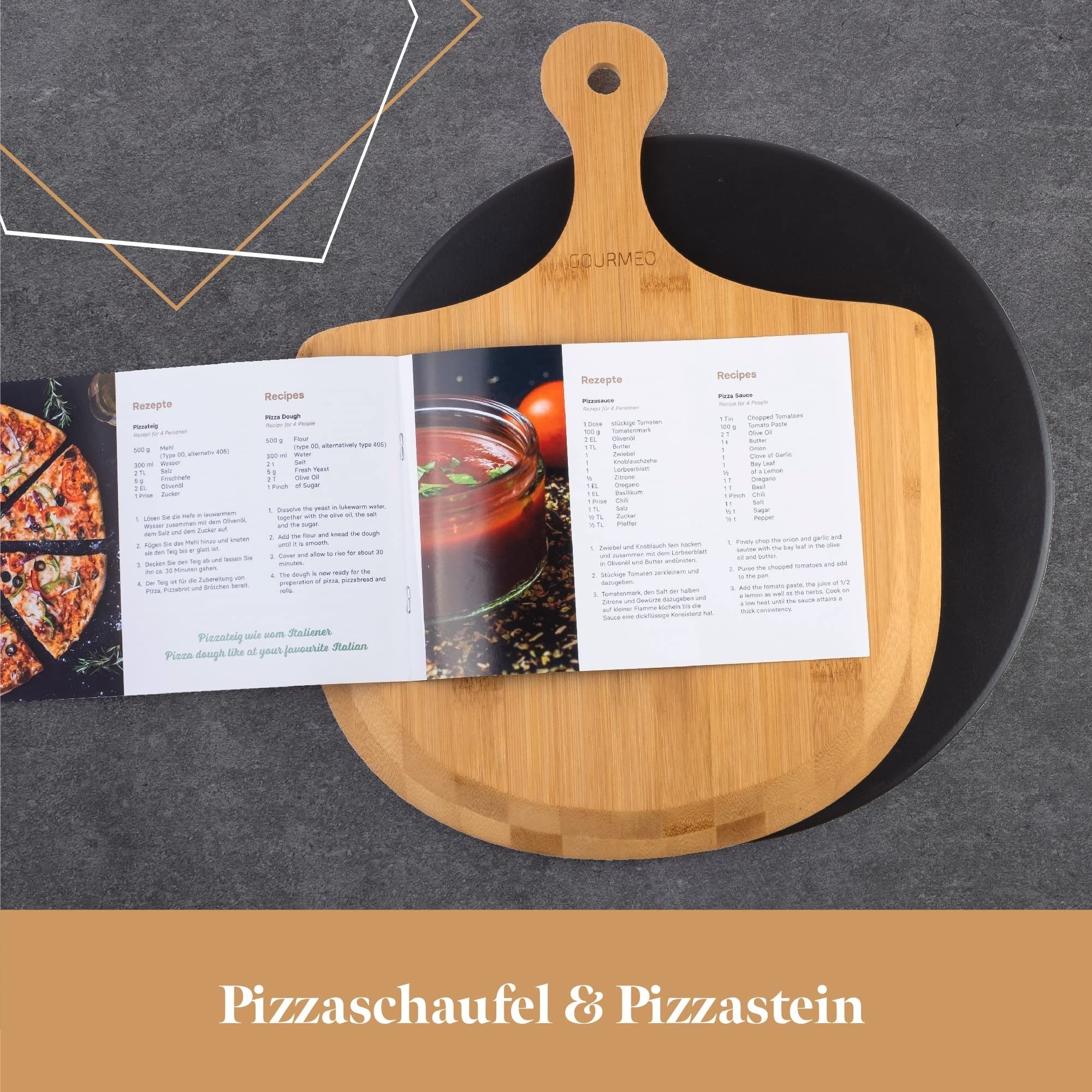 Grill, Grill Set und Pizza für Backblech für Ofen Backstein GOURMEO Backofen Pizza Set Stein und