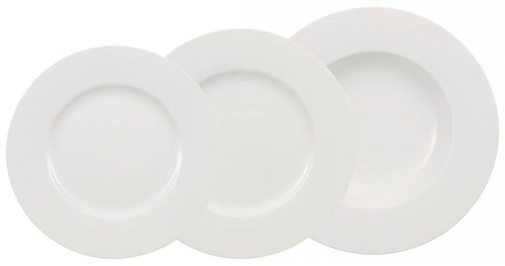 Villeroy & Boch Tafelservice Geschirr-Set, Service Wonderful World White (12-tlg), 4 Personen, Porzellan, Made in Germany, 12 Teile, für 4 Personen