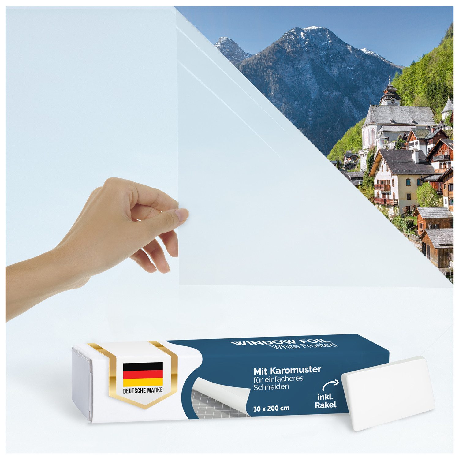 Blumtal Fensterfolie mit Milchglas-Effekt für Privatsphäre, Fensterfolie selbsthaftend, blickdicht, zuschneidbar, UV-Schutz bei Fenstern, Duschkabinen und Co.