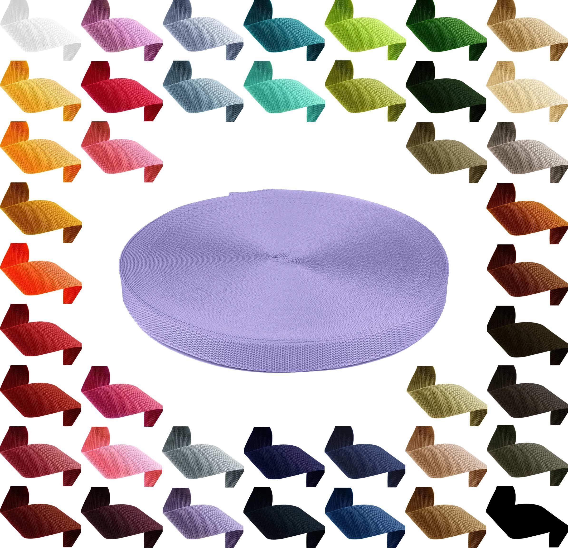 maDDma 12m PP Farbwahl flieder Gurtband, Rollladengurt, 1,3mm Polypropylen, breit, stark, 50mm 373