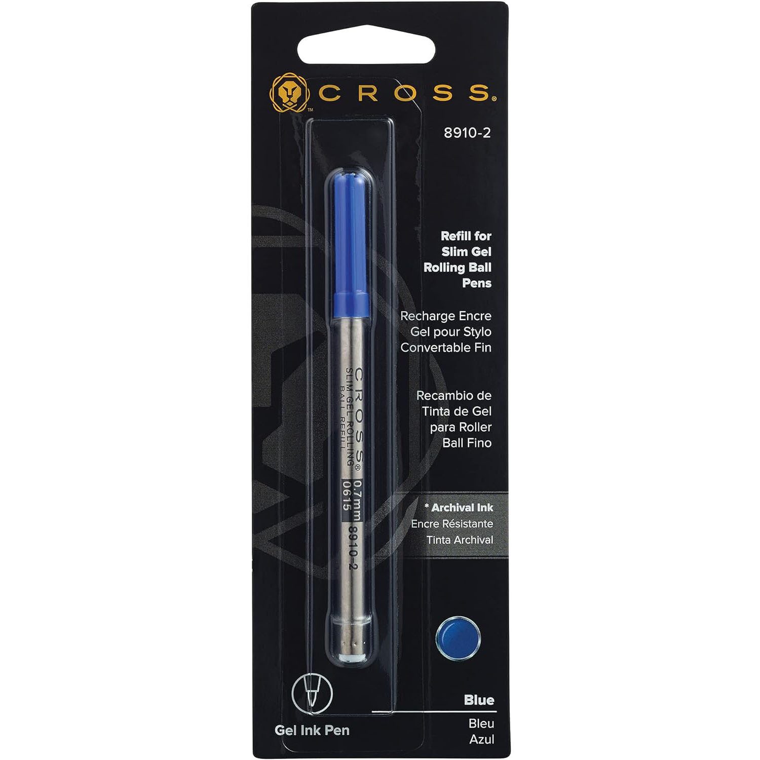 CROSS-USA Tintenroller CROSS Gel-Rollerballmine Slim blau 0,7 mm, 1 Stück im Blister