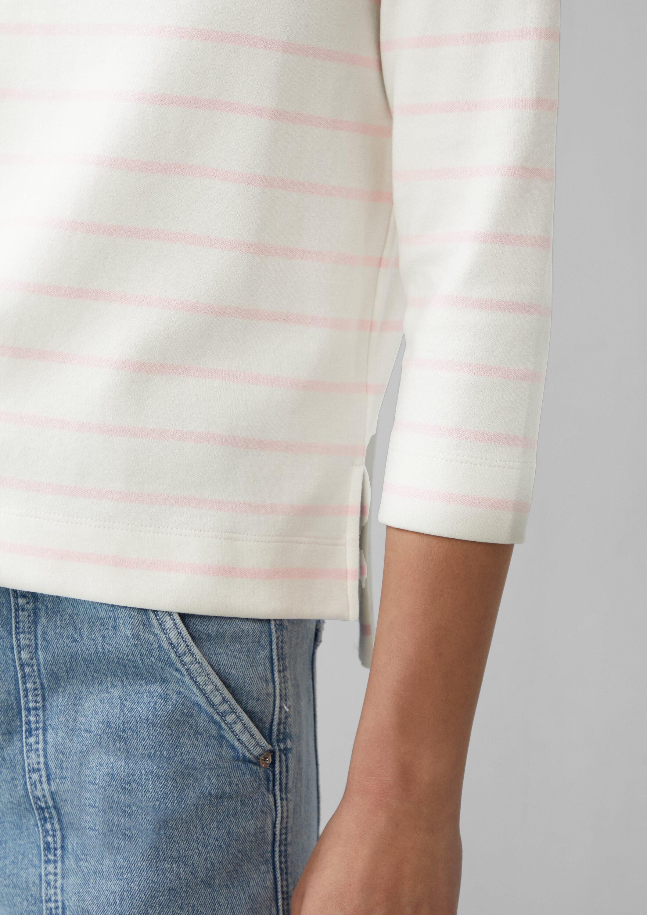 s.Oliver 3/4 Arm-Pullover Sweatshirt Geringeltes Sweatshirt mit U-Boot-Ausschnitt