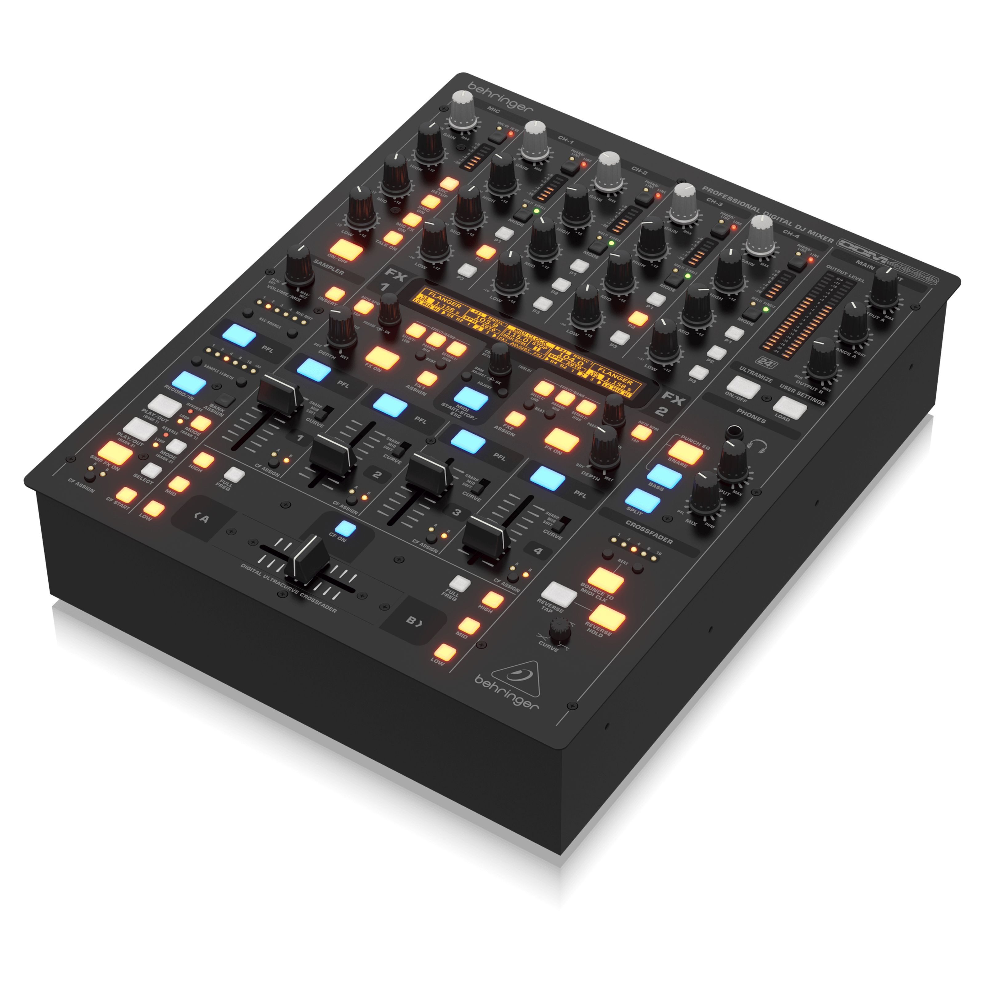 Behringer Mischpult, (DDM4000 DJ Clubmixer Set 3-Band EQ Interne Effekte 4 Phono und 2 Mikrofon Eingänge MIDI-fähig Schwarz Austauschbarer Crossfader, DJ-Mixer, DJ-Clubmixer), DDM 4000 + Case - DJ Mixer-Set