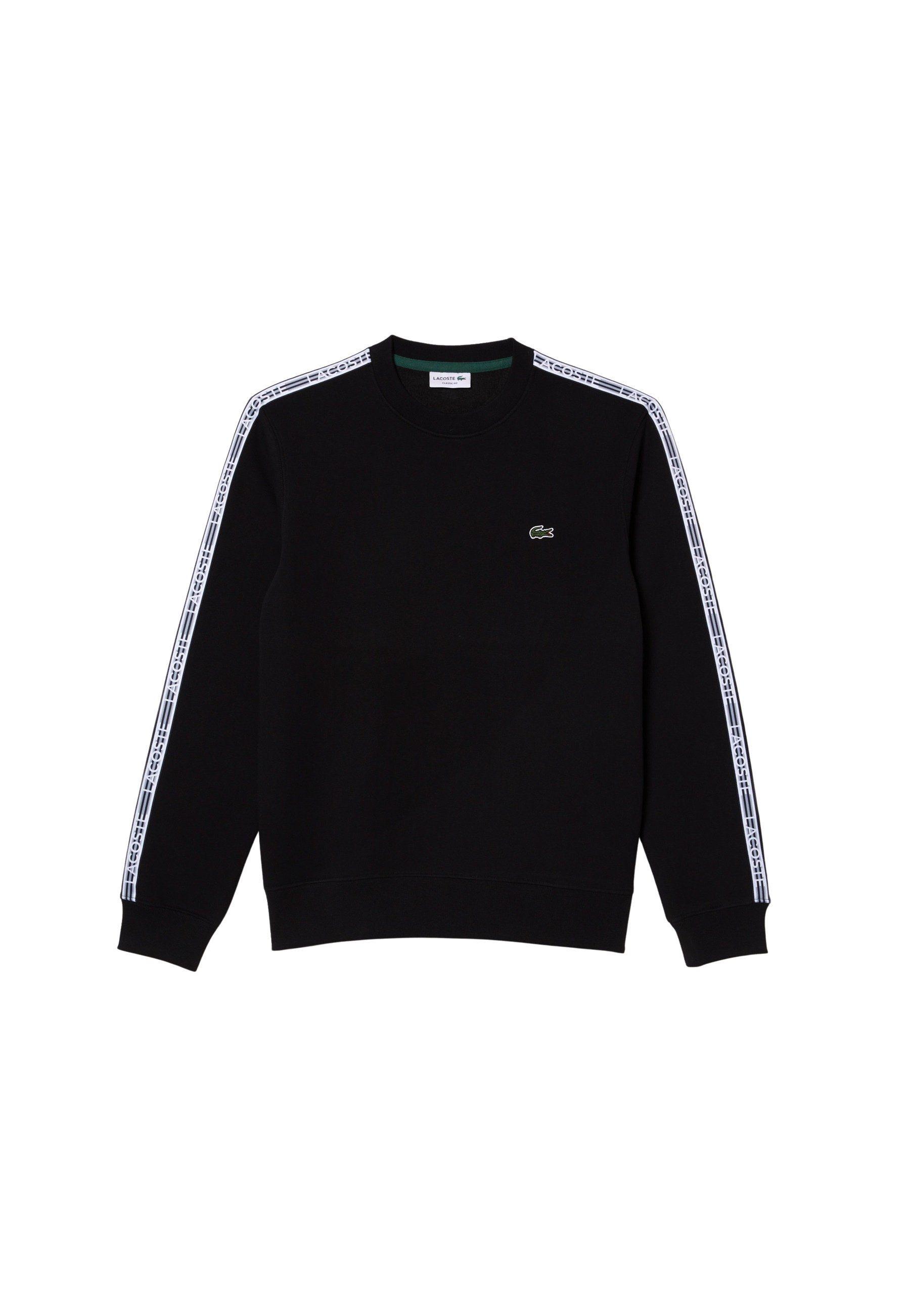 Lacoste Sweatshirt Pullover Sweatshirt mit (15) Logostreifen schwarz