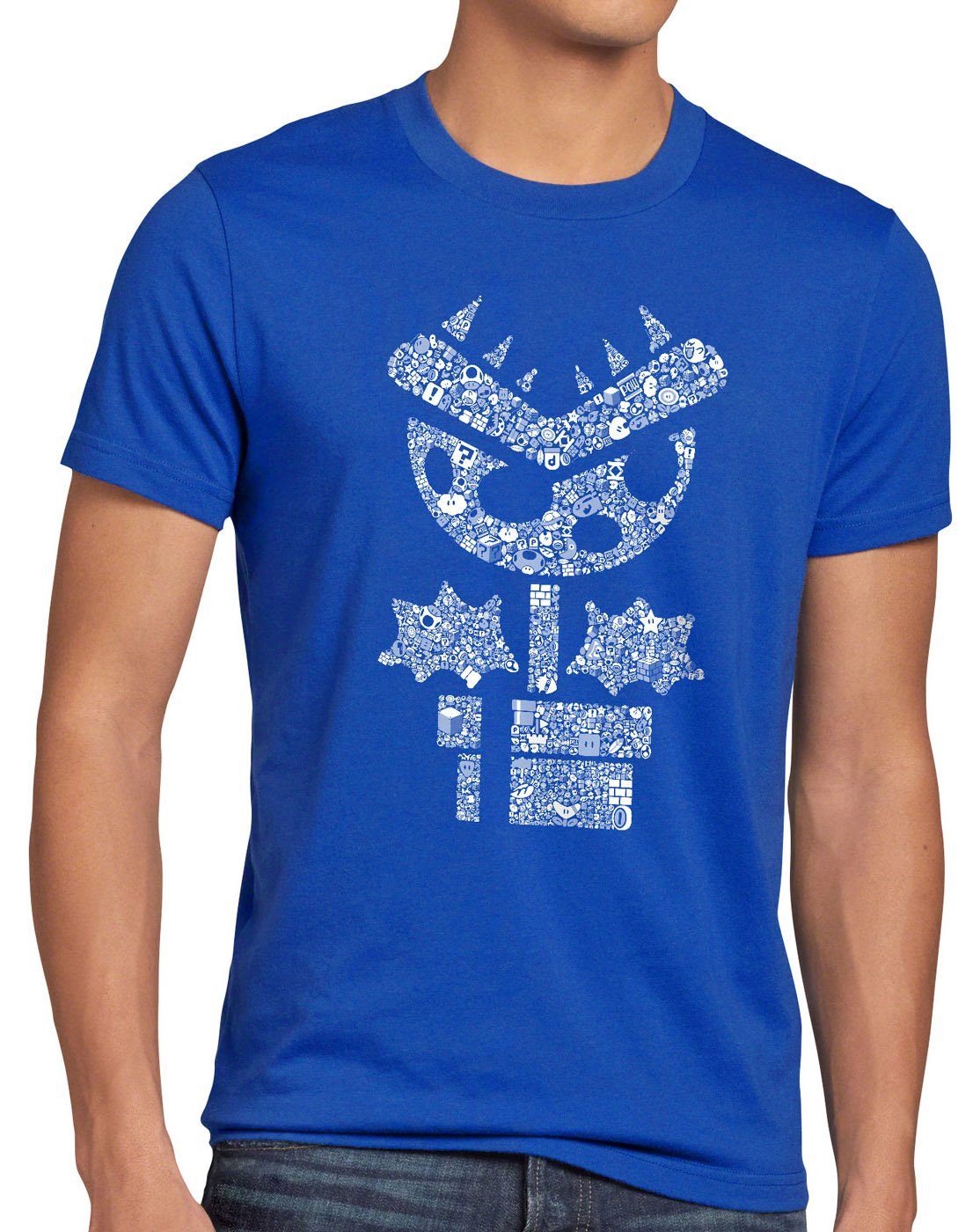 style3 Print-Shirt Herren T-Shirt Super wii gamer game mario snes nes videospiel world blau boy Piranha