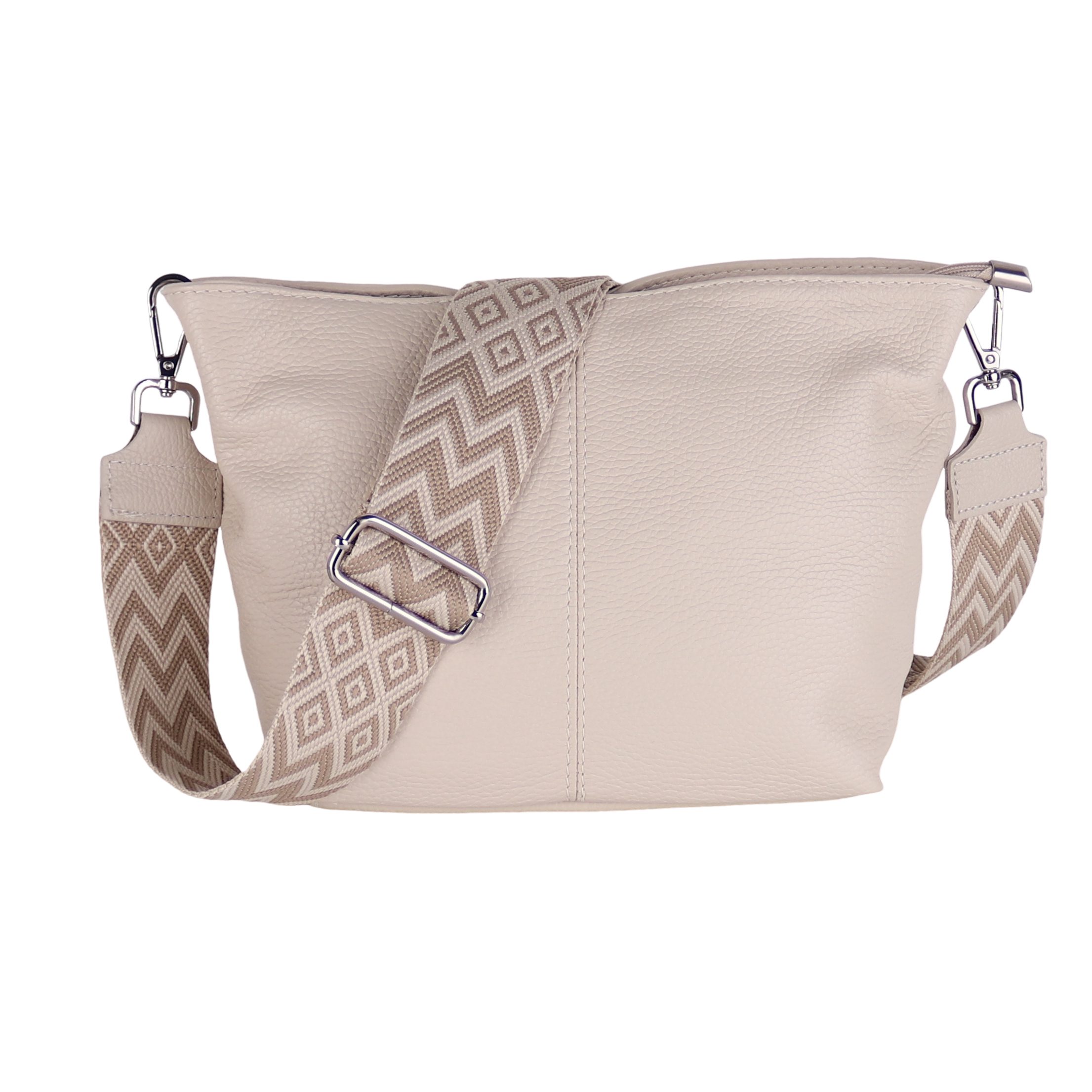 MIRROSI Umhängetasche Damen Crossbody Bag, Echtleder Made In Italy (Schultertasche für jeden Anlass (1 Tasche & 2 Gurte), BOHO Style), 30x20x13cm, gemusterten& verstellbaren Schulterriemen