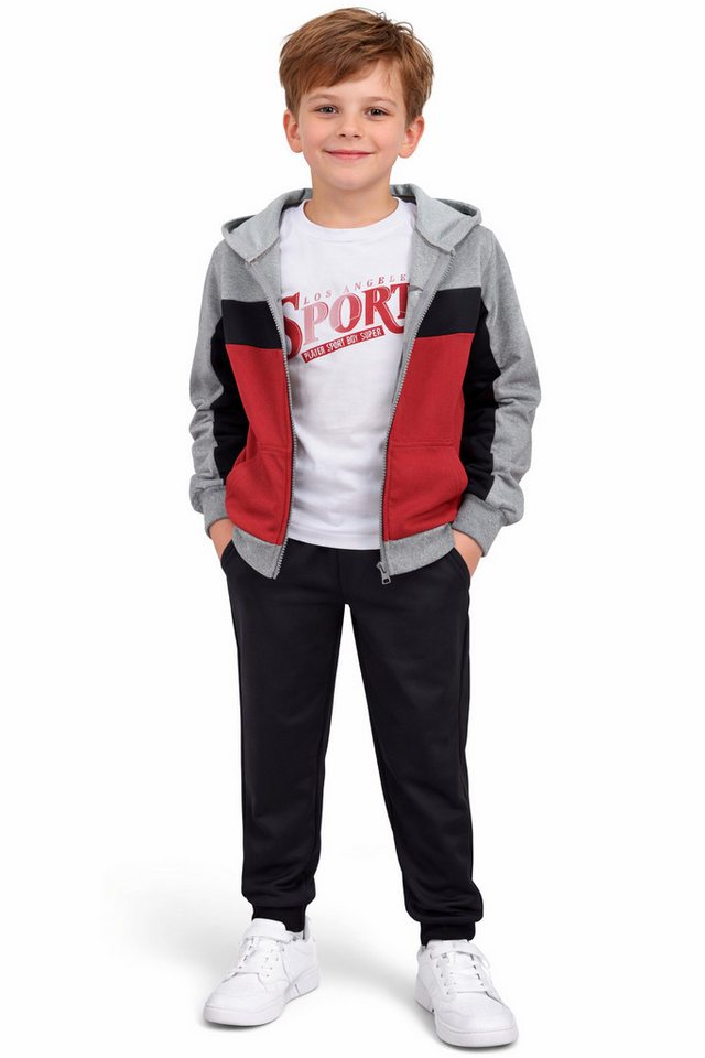 Fashion Boy Trainingsanzug Kinder Trainingsanzug 3-tlg. Freizeitanzug mit T-Shirt JF4033e (Set)