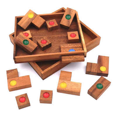 ROMBOL Denkspiele Spiel, Knobelspiel Quadrat raus - variantenreiches Schiebespiel mit Pfiff, Holzspiel