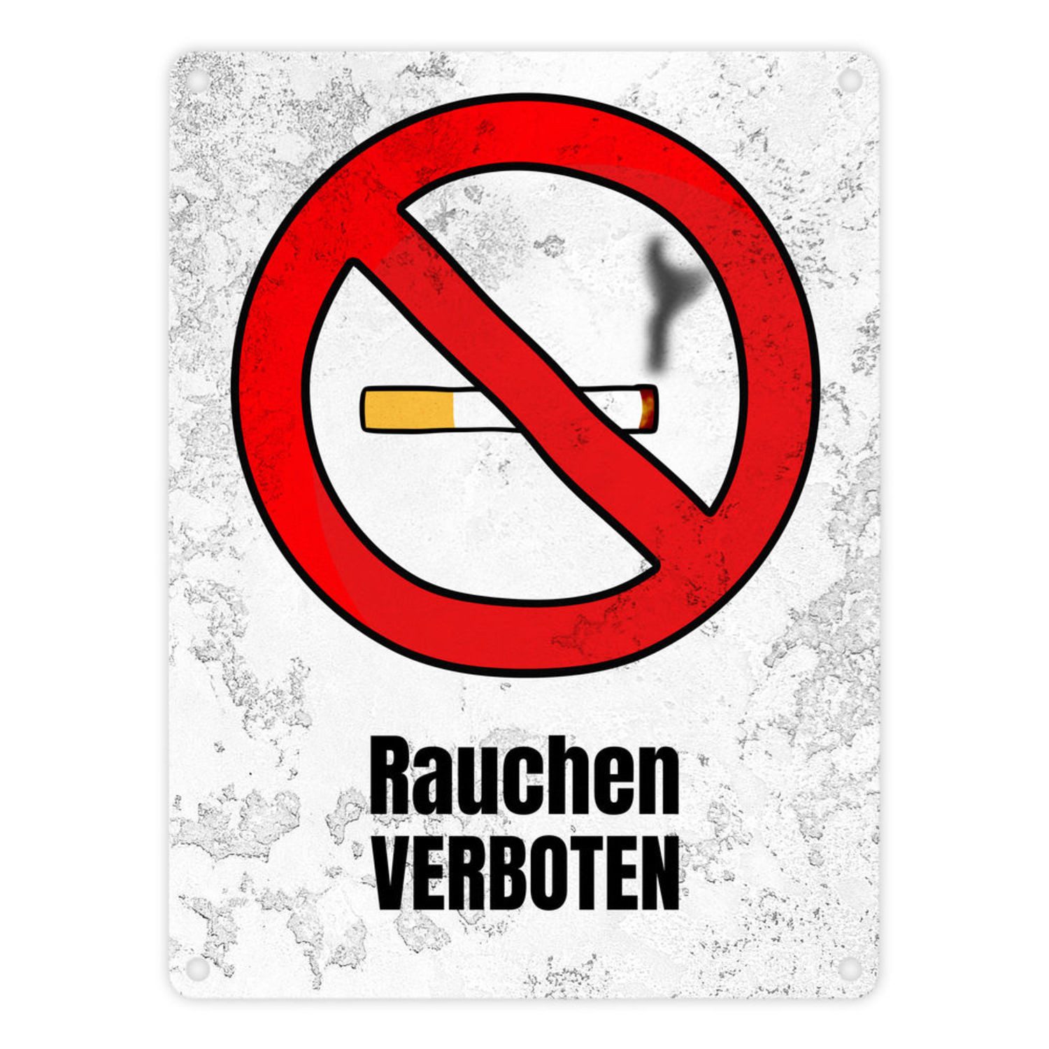 Metallschild Rauchen verboten Verbotsschild im Comic-Stil mit Steinoptik