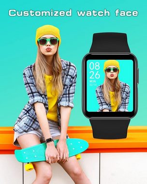 GRV für Damen Herren,Personalisiertem,Stoppuhr,IP68 Wasserdicht Smartwatch (1.4 Zoll, Android iOS), mit SpO2,HerzfrequenzmessungSchrittzähler,Schlafmonitor9 Trainingsmodi