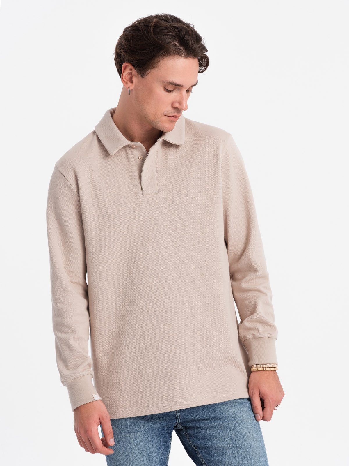 OMBRE Langarm-Poloshirt Herren-Sweatshirt mit Polokragen aus günstig online kaufen