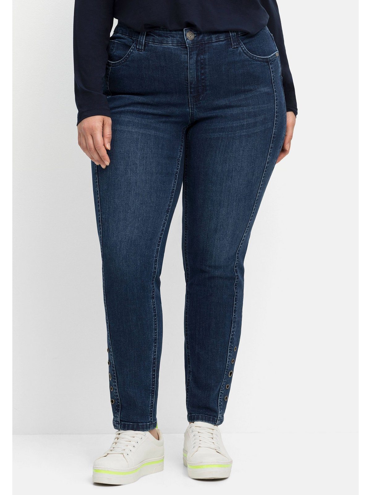 Sheego Stretch-Jeans Große Zierösen, Five-Pocket-Form Größen mit in