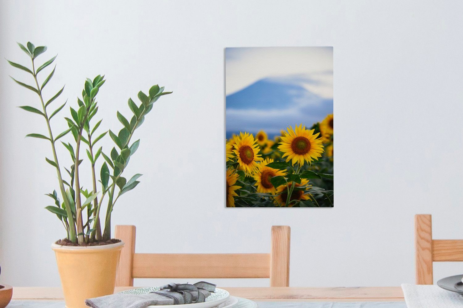 Sonnenblume (1 Zackenaufhänger, bespannt Gemälde, - Leinwandbild inkl. cm fertig 20x30 Saatgut Berg, OneMillionCanvasses® Leinwandbild - St),