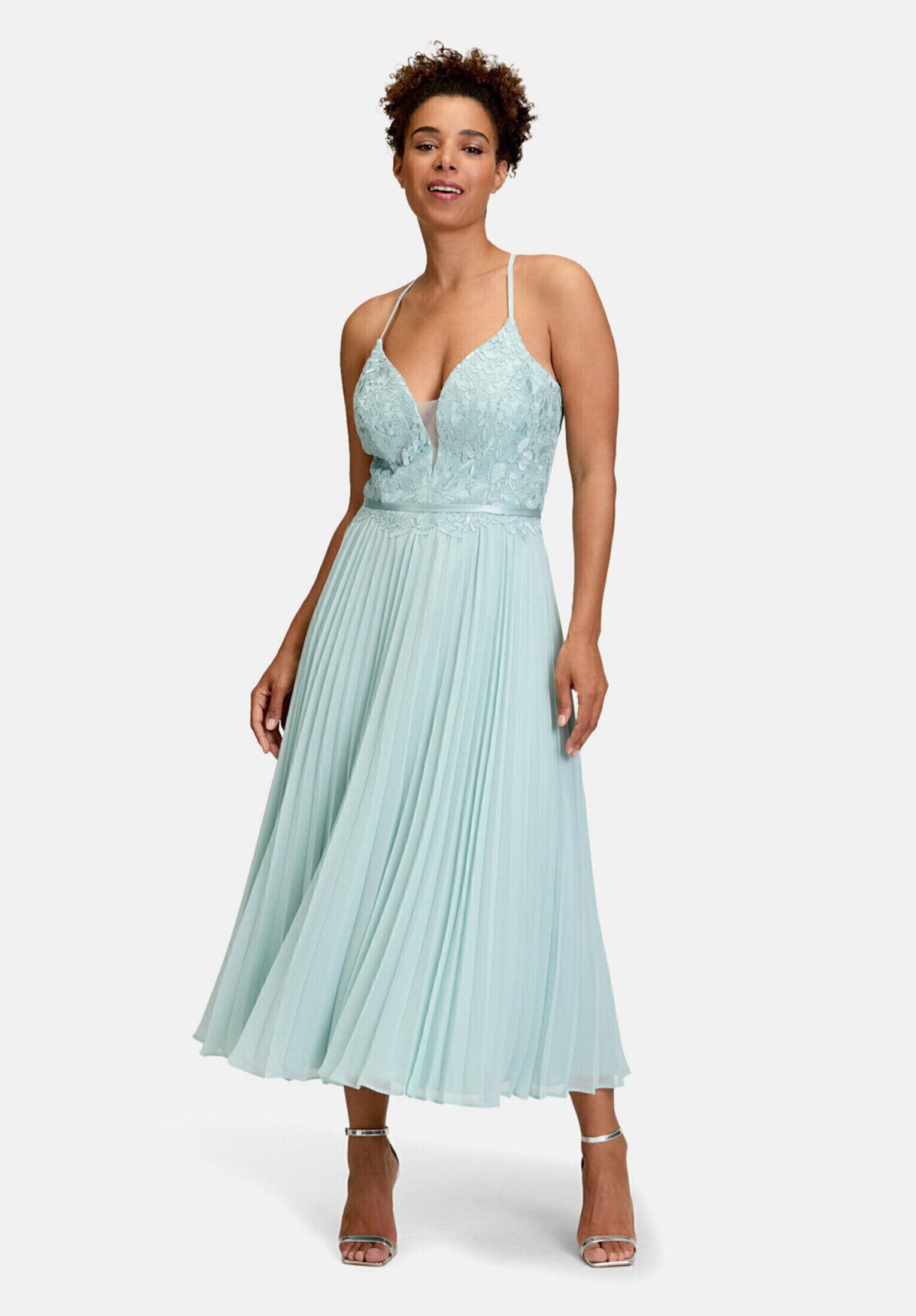 Vera Mont Abendkleid Damen mit Stickerei Plissee