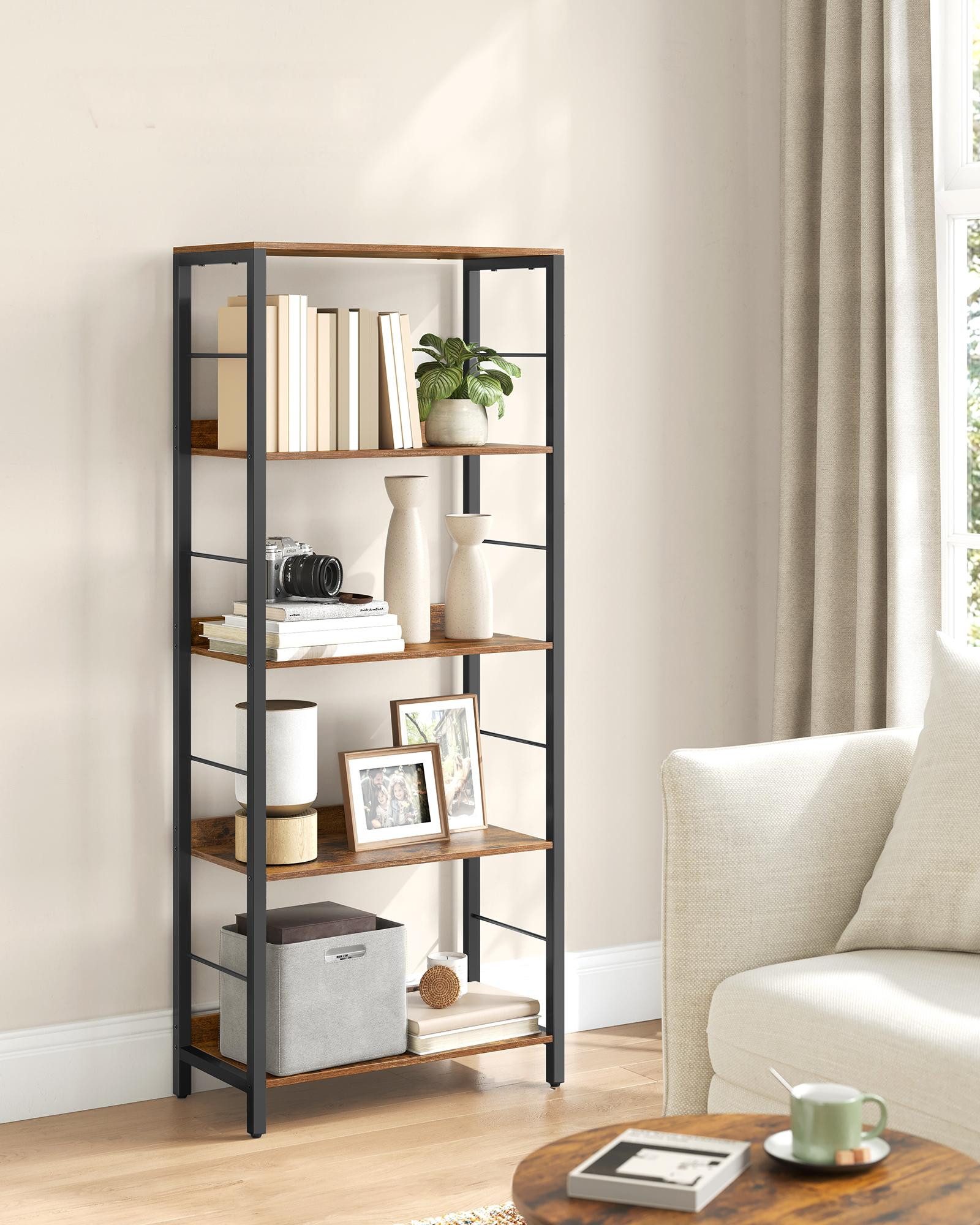 VASAGLE Bücherregal, 5 Ebenen, Aufbewahrungsregal, mit Rückplatten, für Woh günstig online kaufen