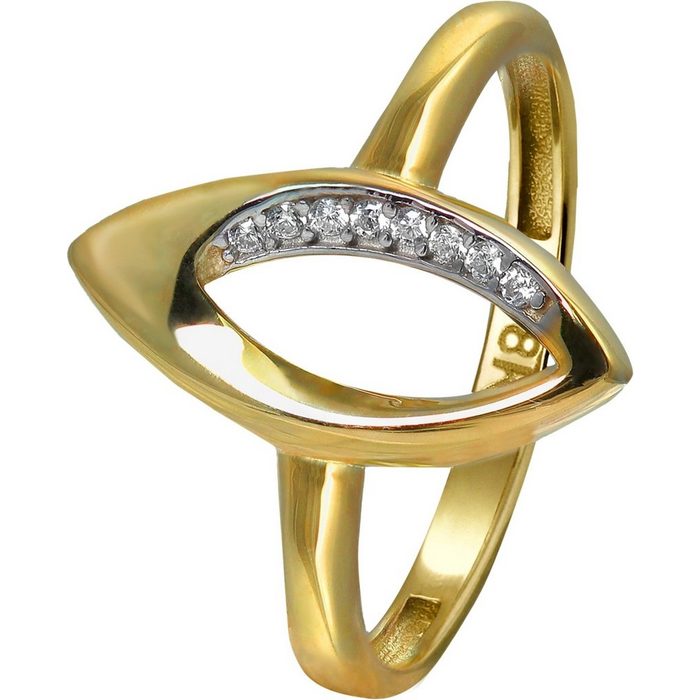 GoldDream Goldring GoldDream Gold Ring Leaf Gr.54 Zirkonia (Fingerring) Damen Ring Leaf aus 333 Gelbgold - 8 Karat Farbe: gold weiß