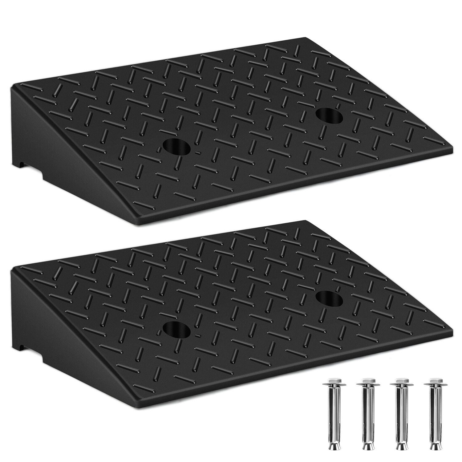 Clanmacy Auffahrrampe Bordsteinrampe Gummirampe Rollstuhlrampe für Auto Rollator 49x30x11cm (2-St)