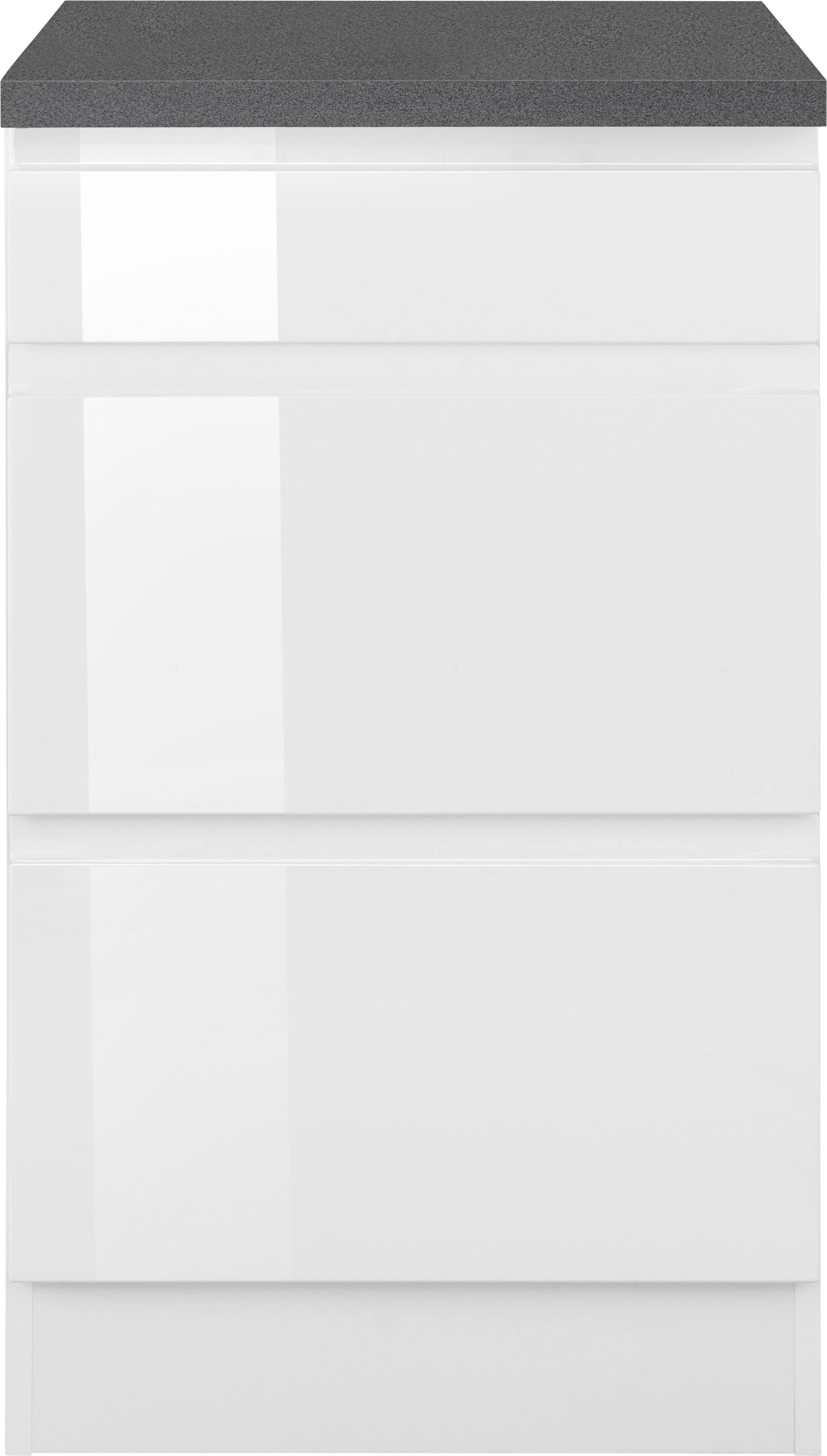 Auszügen MÖBEL mit HELD Unterschrank cm Virginia 50 Hochglanz/anthrazit | breit, weiß weiß
