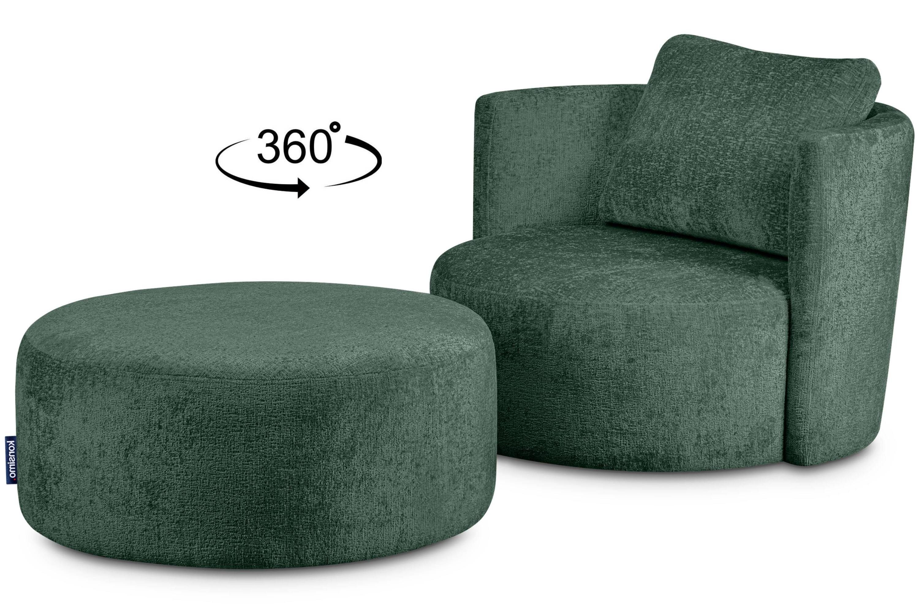 mit mit 360° Drehsessel Sitzhocker, RAGGI komfortables Chenille Drehfunktion, Sessel Sitzen, Konsimo