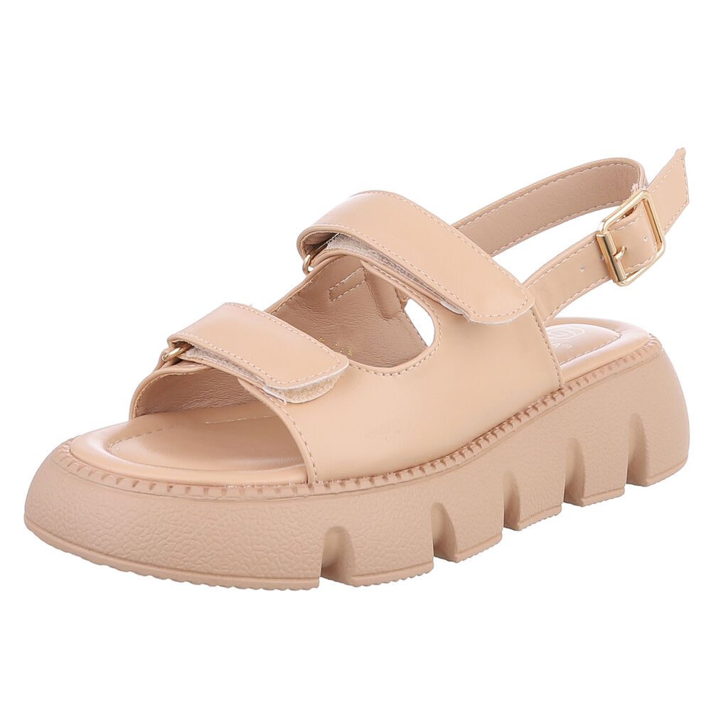 Kunstleder Sandalen mit Klettverschluss für Damen Plateausandaletten