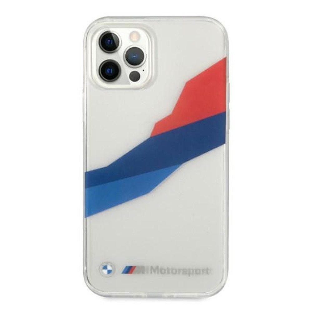 BMW Handyhülle Schutzhülle Smartphonehülle Rückschale 6,7 Zoll, BMW Lizenzprodukt, transparent, Tricolor-Streifen