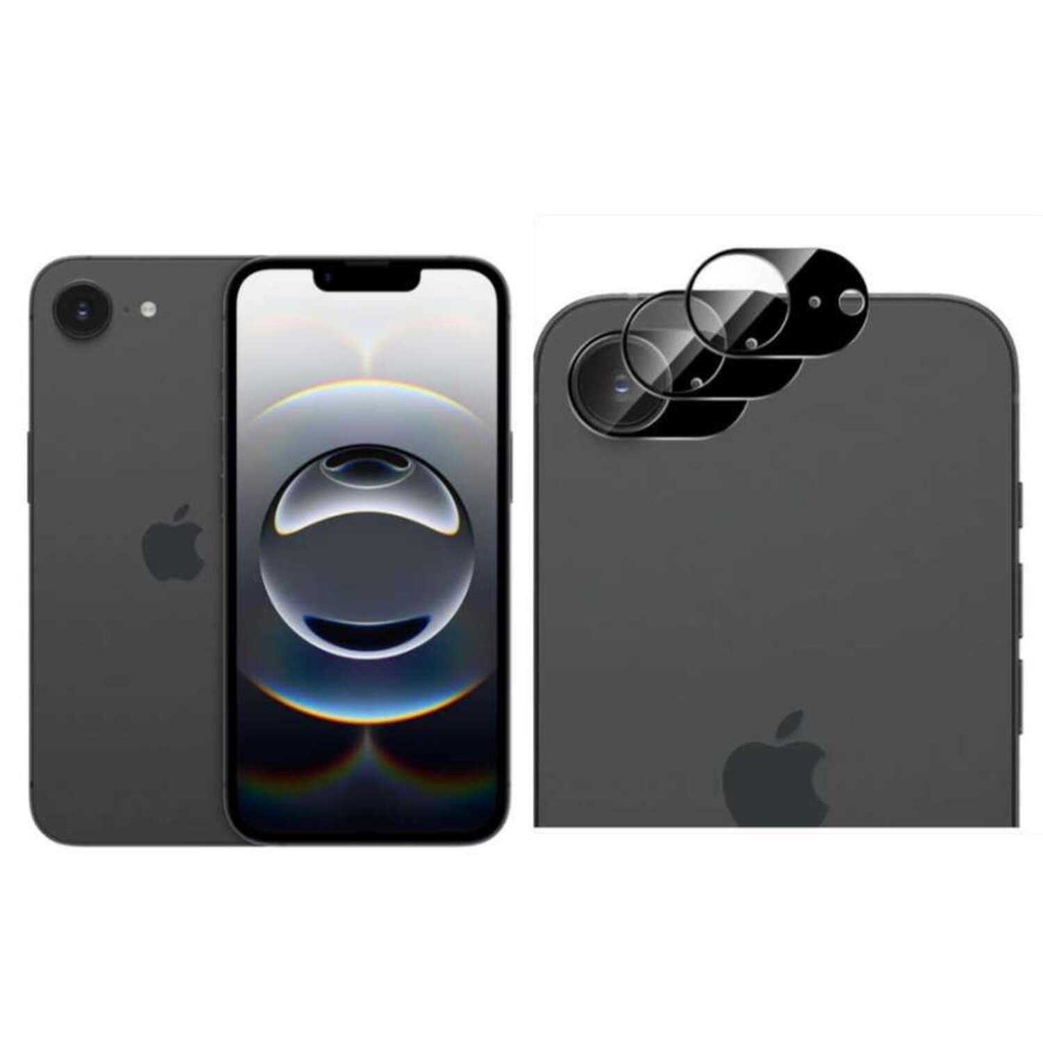 CLM-Tech Kameraschutzglas 2X iPhone 16e Kameraglas kristallklar für iPhone 16e, Linse Schutzglas 9H Glas - Folie kristallklar 2er Set Kameraschutz, 2 Stück, Kratzfest
