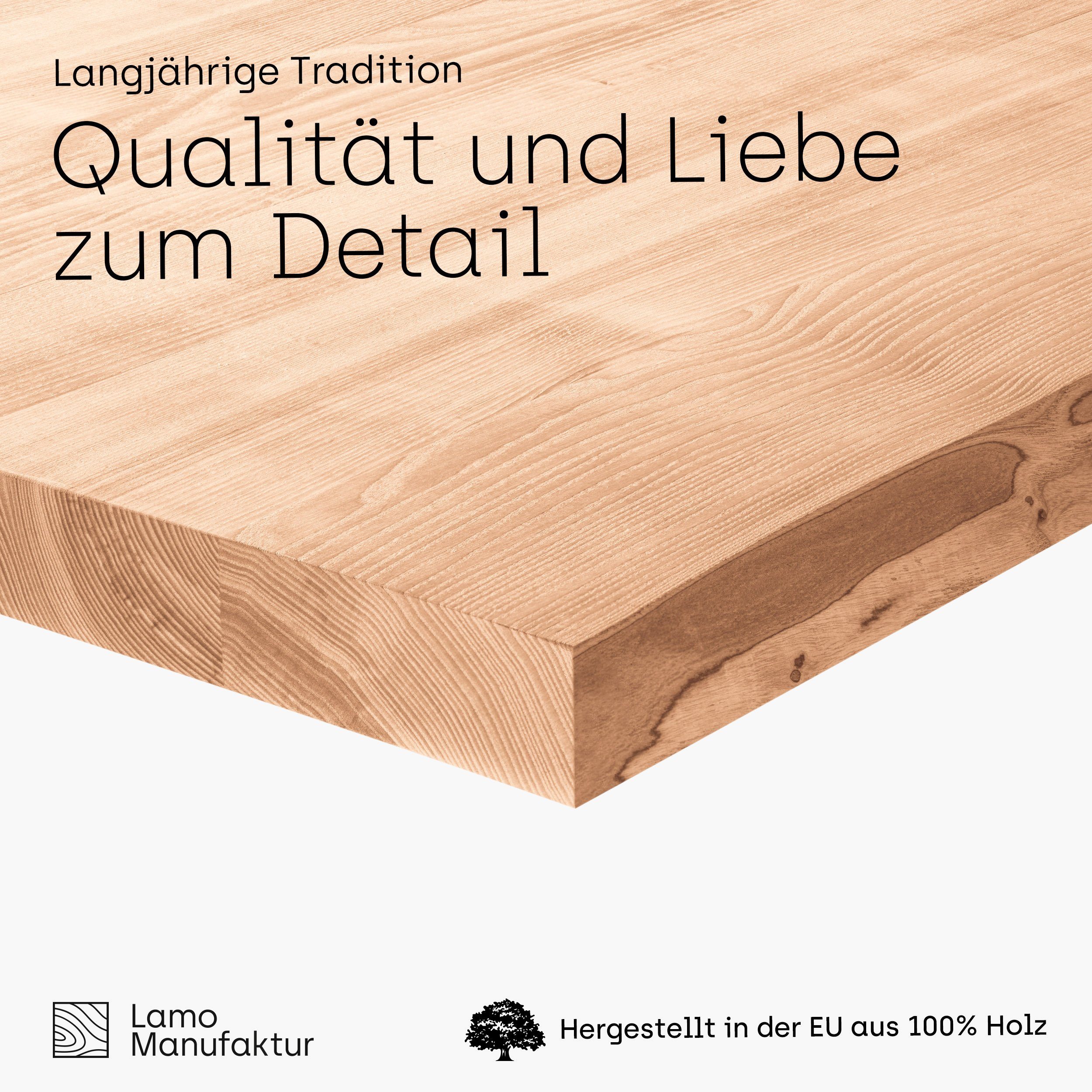 LAMO Manufaktur Esstischplatte Roh Massivholzplatte Esstischtischplatte), (Bürotisch, starke LHB 40mm