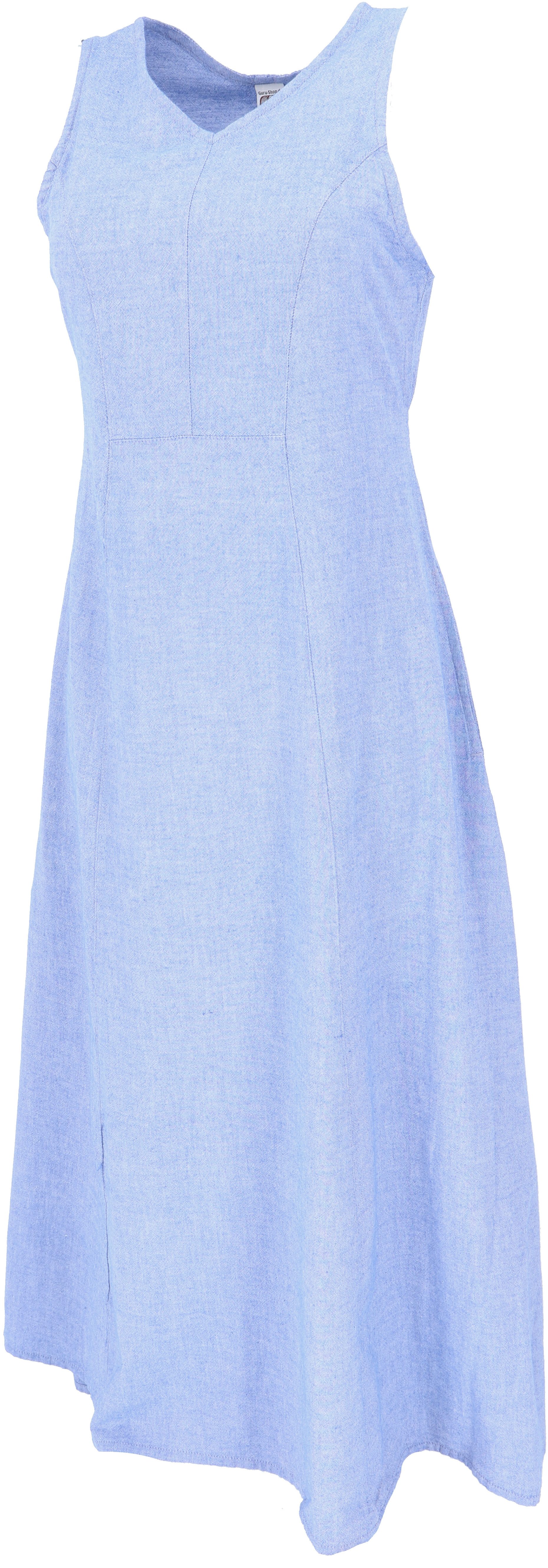 Guru-Shop Midikleid Langes Kleid, Baumwoll-Sommerkleid - hellblau günstig online kaufen