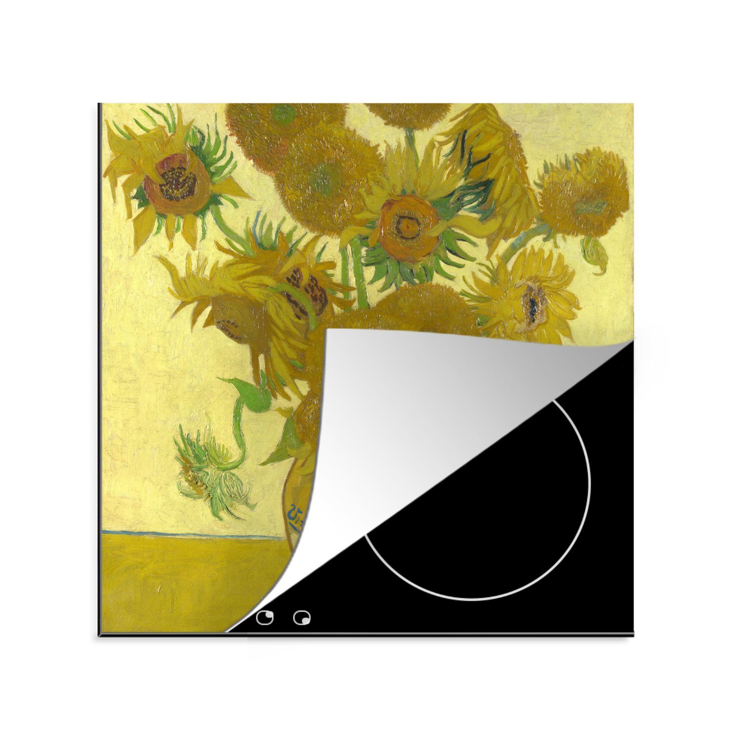 MuchoWow Herdblende-/Abdeckplatte Sonnenblumen - Vincent van Gogh, Vinyl, (1 tlg), 78x78 cm, Ceranfeldabdeckung, Arbeitsplatte für küche