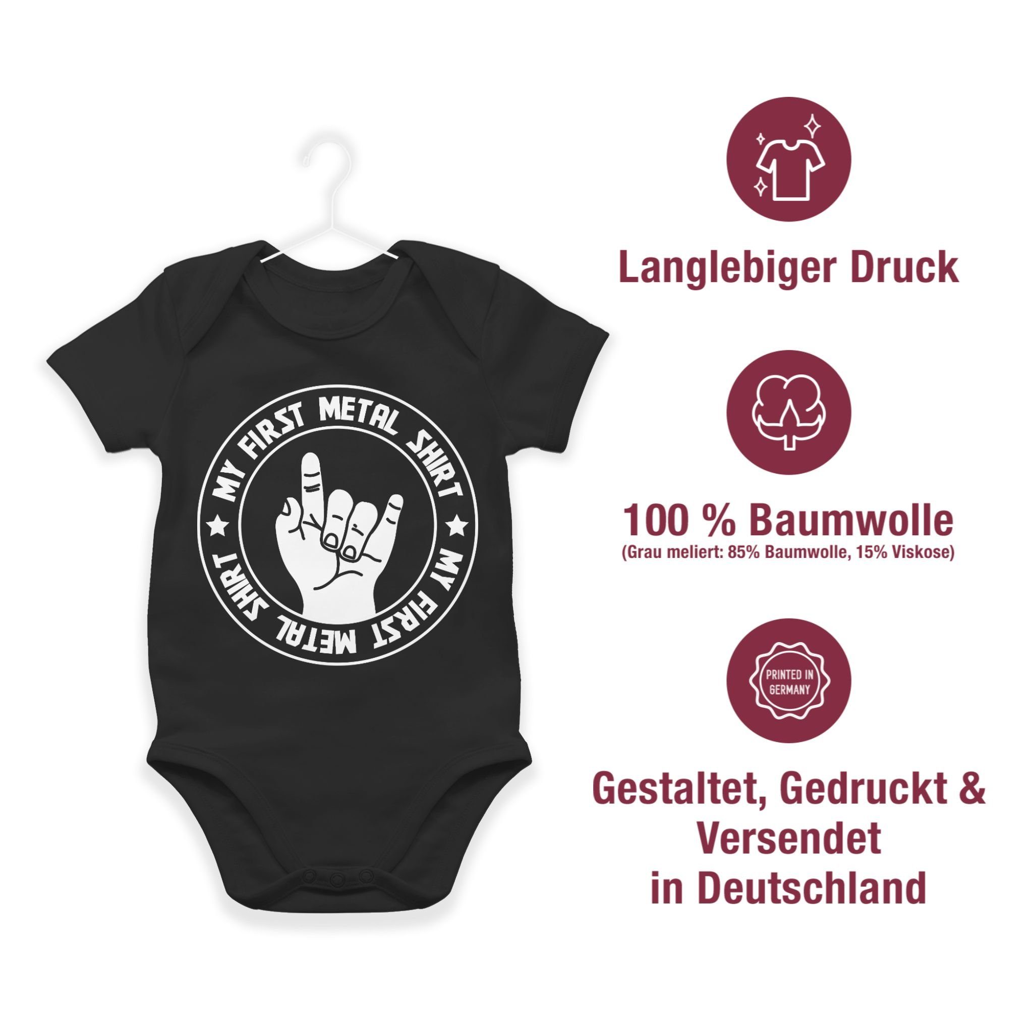 Shirtracer Shirt Mädchen Baby Junge 1 Shirtbody first & Schwarz My Strampler Metal