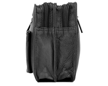 COLOGNELEDER Handgelenktasche HT-01, echt Leder, Design Made in Germany, schwarz, schlichte optik, mit Handyfach, 4 Taschen, genäht